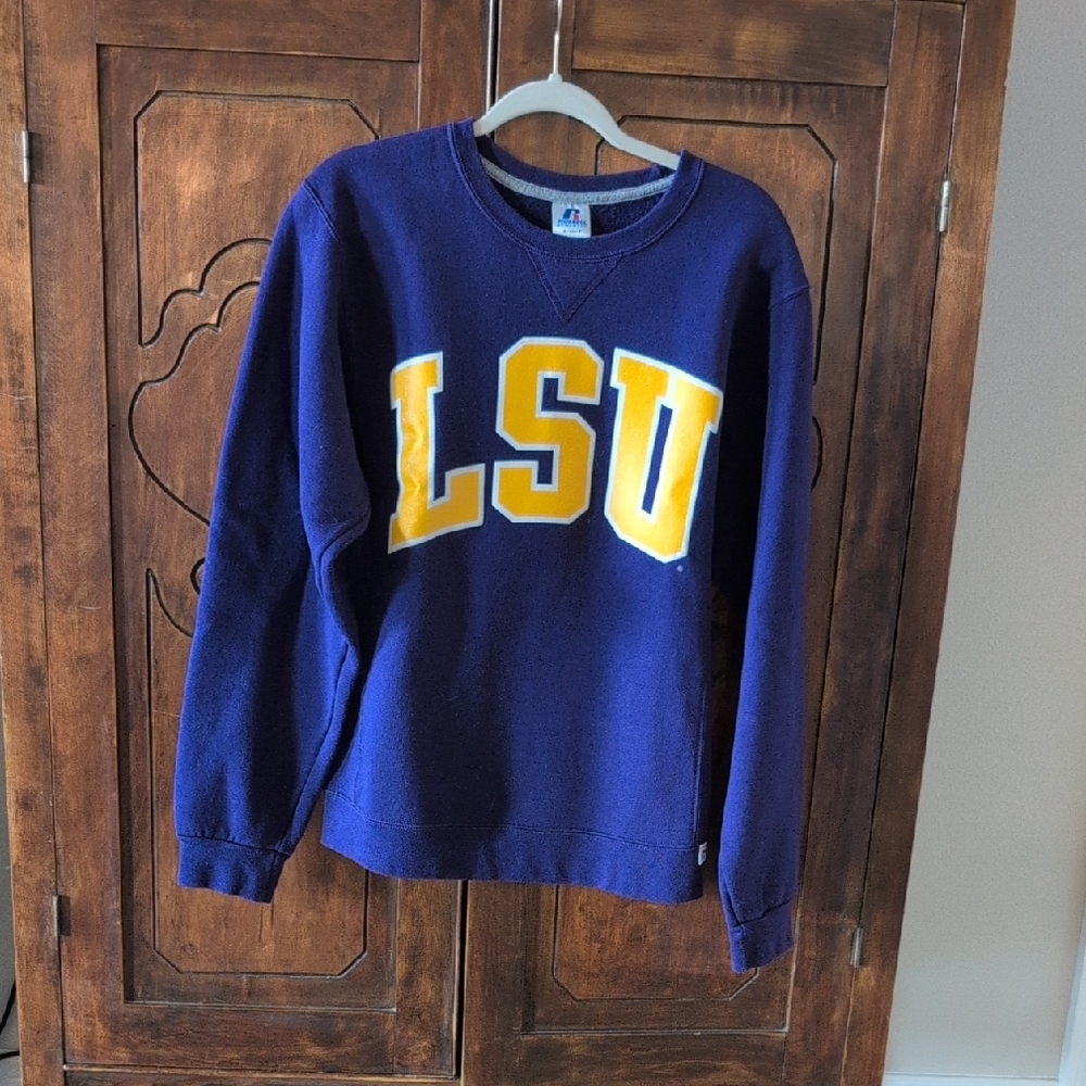 Russell Athletic Women's Crew Neck Sweater in Blue and Gold